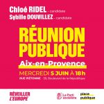 Réunion publique à Aix avec des colistières de Réveiller l’Europe le 5 juin.